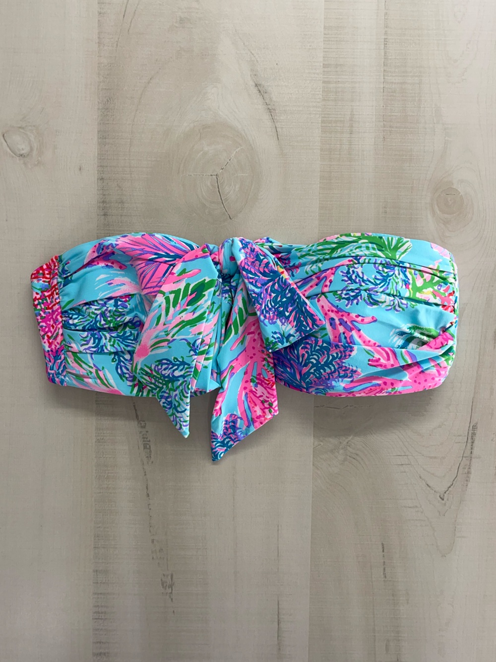 LILLY PULITZER bandeau bikini top printed swim 4 pink blue vacation